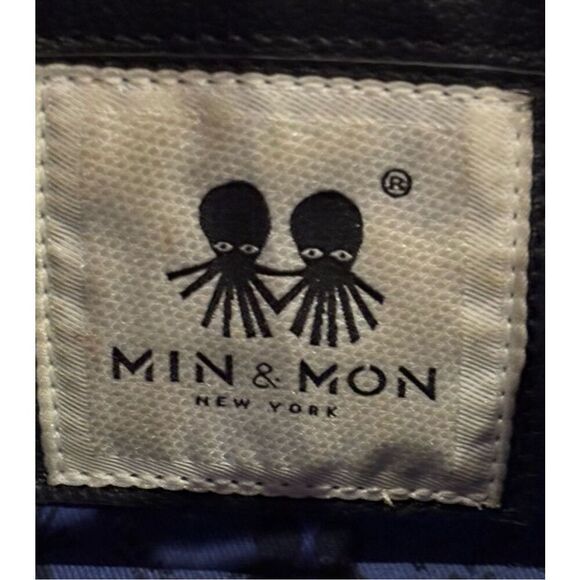 Min & Mon Black Leather Satchel with Retro Octotwins Charm & Derachable Strap - Picture 10 of 10